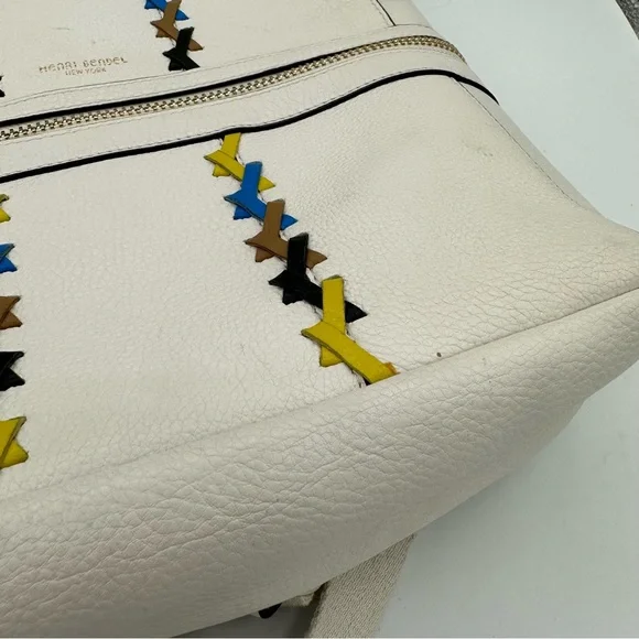 Henri Bendel Soho Backpack with Novelty Strap Pebbled Leather Cream - Picture 11 of 13